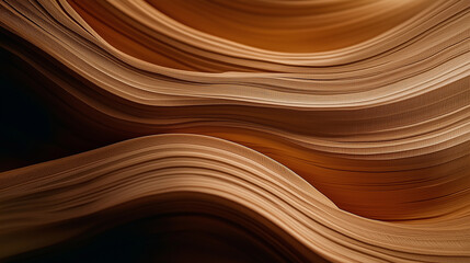 Poster - Smooth flowing brown layers creating abstract wavy pattern