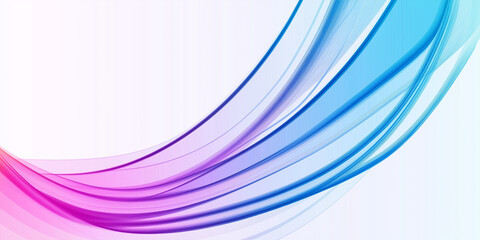 Poster - Abstract pink and blue wavy lines creating a gradient effect on white background