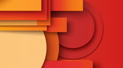 Leinwandbilder - Abstract geometric composition featuring interlocking orange and red shapes creating dynamic visual interest