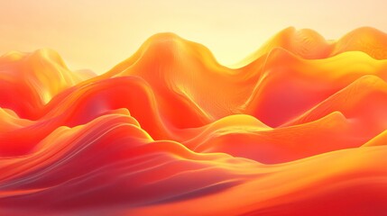 Poster - Abstract Orange Landscape with Smooth Wavy Ridges and Sunny Gradient