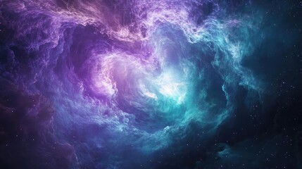 Wall Mural - abstract cosmic nebula background with shimmering purple and teal particles digital art creation for