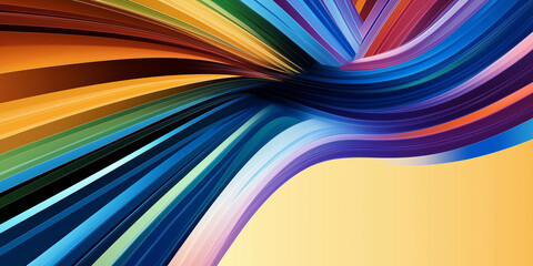 Aufkleber - Colorful swirling lines creating an abstract vortex on yellow background