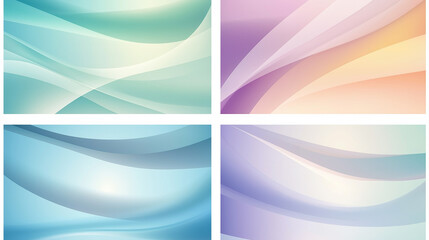 Poster - Four abstract backgrounds with flowing pastel colors and soft light