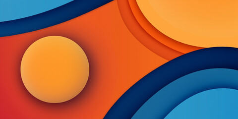 Aufkleber - Abstract modern background with overlapping rounded shapes and orange circle