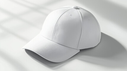Poster - White baseball cap casting a shadow on a white background