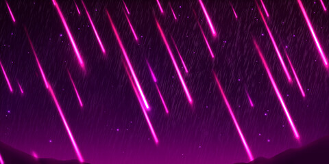 Aufkleber - Pink meteor shower falling on a purple sky
