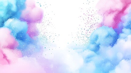 Poster - Abstract pastel colored clouds explode on white background. Possible use Design element