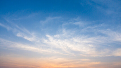 Wall Mural - Dramatic sky with cloud on sunrise or sunset time. Natural sky background