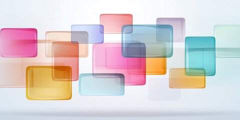 Poster - Colorful transparent overlapping rounded rectangles creating dynamic composition