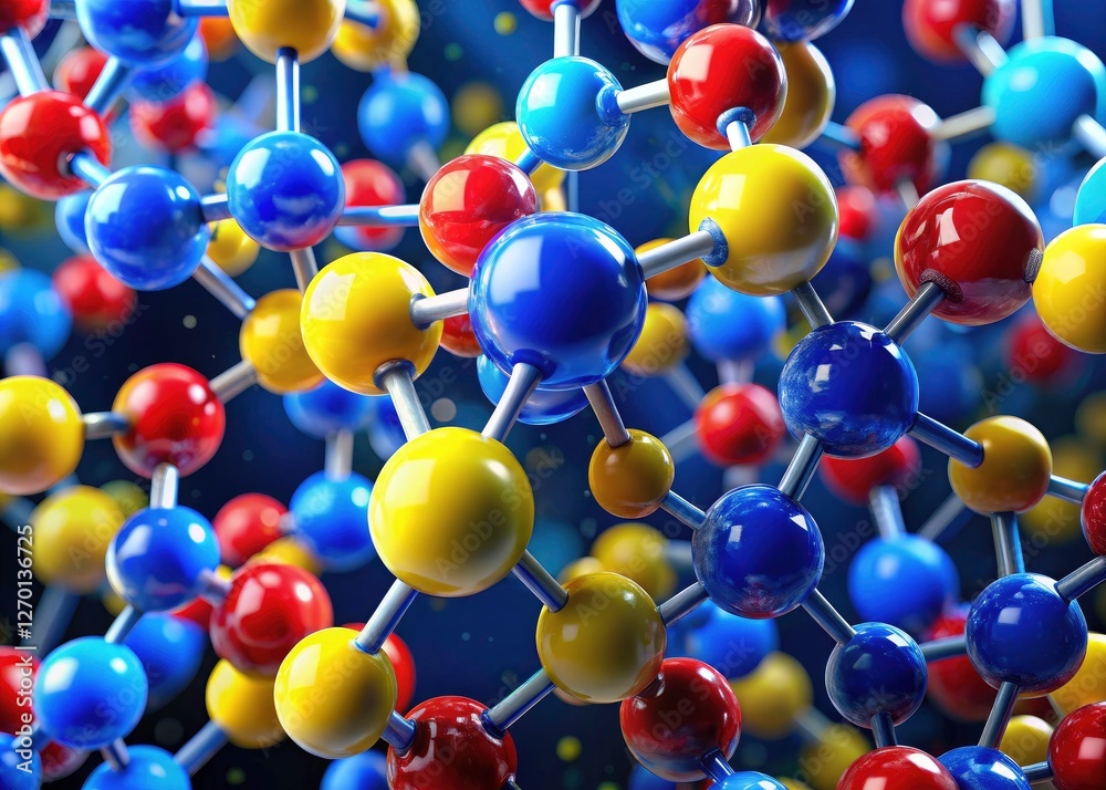 Sodium thiosulfate's chemical structure, a macro 3D model with atomic ...
