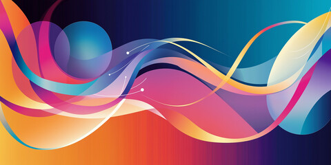 Aufkleber - Colorful abstract waves flowing across vibrant background design