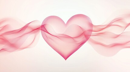 Poster - Elegant heart shape formed by flowing lines on a soft pink background