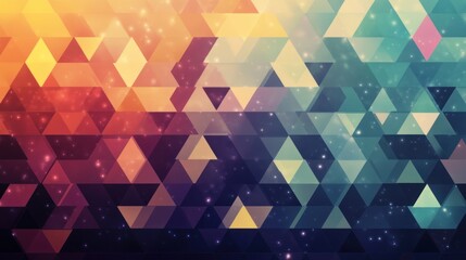 Poster - Abstract Triangles Mosaic with Sparkling Starry Overlay Background