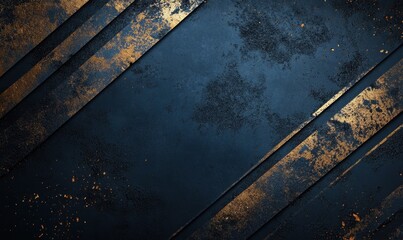 Wall Mural - Abstract textured background featuring dark blue and gold diagonal stripes with a distressed effect