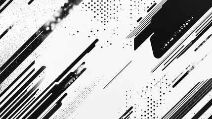 Poster - Dynamic Black and White Abstract Composition with Geometric Elements