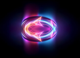 Wall Mural - vibrant neon lights form an abstract circular shape against a dark backdrop, radiating energy and mo