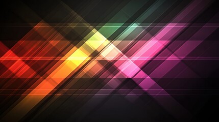 Poster - Abstract colorful background with glowing lines and geometric shapes design