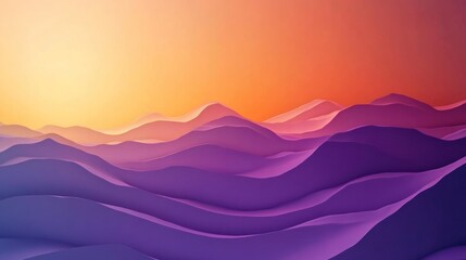 Poster - Abstract Gradient Landscape with Purple Hills and Sunset Sky Background