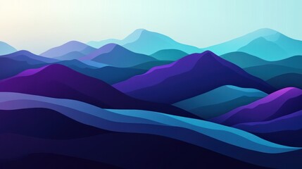 Poster - Abstract Mountainscape with Layers of Blues and Purples Background