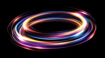 Poster - Abstract Light Trails Forming an Oval Shape on a Black Background
