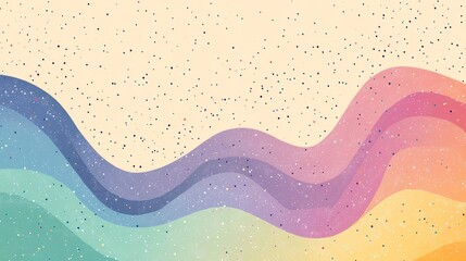 Poster - Abstract pastel wave background with speckled dots and flowing lines
