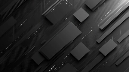Poster - Sleek Black Geometric Abstract Background with Modern Design Elements