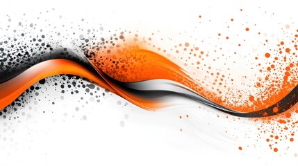 Poster - Vibrant Abstract Wave with Orange, Black, and Gray Swirls and Splatter