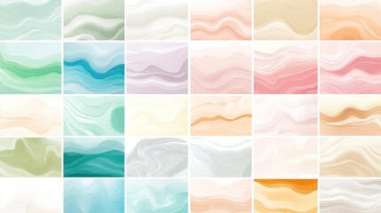 Poster - Soft Pastel Abstract Wave Backgrounds Collection with Subtle Line Accents
