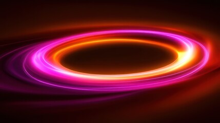 Poster - Vibrant Luminous Ring: Abstract Design with Glowing Pink and Orange Bands