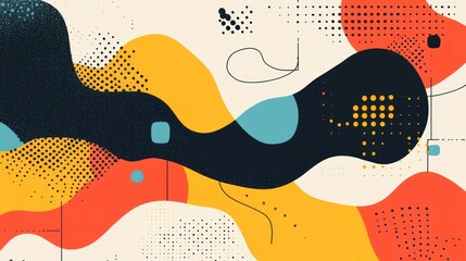 Poster - Vibrant Abstract Background with Geometric Shapes and Retro Color Palette