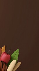 Canvas Print - Autumnal fruit and leaves arrangement on dark background for fall harvest