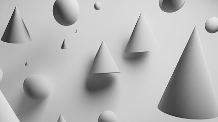 Poster - Minimalist Arrangement of Geometric Shapes in White Color Scheme