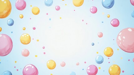 Poster - Pastel Watercolor Spheres on Blue Background for Creative Designs