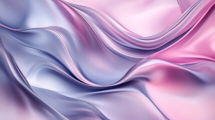 Poster - Abstract Metallic Waves: A Mesmerizing Display of Pink and Silver Hues