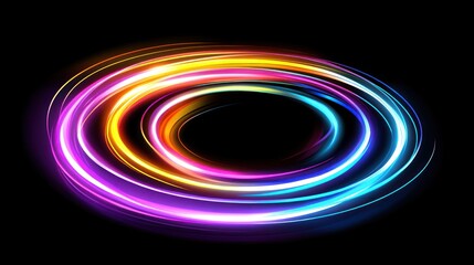 Poster - Abstract Glowing Light Trails with Circular Motion on a Black Background