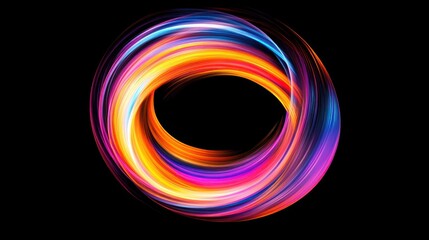 Poster - Colorful Abstract Light Streaks Forming an Oval Shape on Black Background