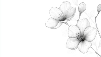 Wall Mural - Striking monochrome floral photography, a white flower in bloom against black and white background