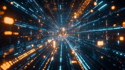 Poster - Futuristic digital marketing technology concept with internet connectivity and online advertising elements featuring search engine optimization (seo), social media marketing (smm), and video advertisi