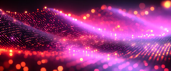 Poster - Abstract Pink Red Purple Glowing Wave Pattern