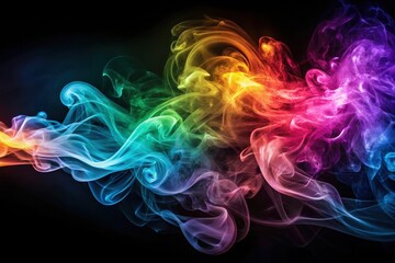 Wall Mural - Abstract Colorful Smoke Swirls A Dynamic Composition of Vivid Hues on a Dark Background