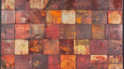 Poster - A grunge-style weathered brick wall with exposed mortar and varying shades of red, brown, and orange.