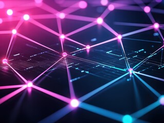 Poster - Intricate Network of Interconnected Lines Forming a Complex Geometric Pattern Evoking Modern Technology and Innovation in a Digital Landscape