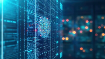 Poster - Vibrant Computer Screen Displaying a Dynamic Network Map on a Striking Blue Background Evoking a Sense of Connectivity and Digital Innovation