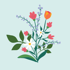 Wall Mural - cute flower background with spring holiday for square design