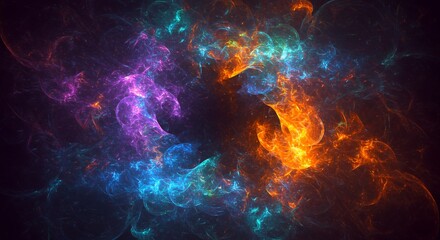Wall Mural - colorful abstract fractal art creates a cosmic nebulae illusion