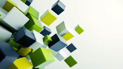 Poster - Abstract Arrangement of Colorful Cubes Floating in Space Design