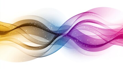 Wall Mural - Abstract multicolored wave background with glowing particles and smooth lines