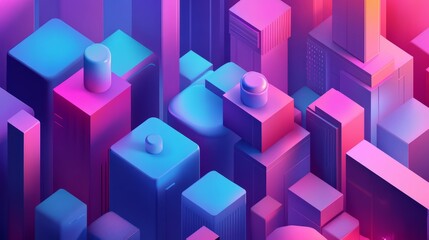 Poster - modern isometric digital marketing concept with abstract 3d vector background featuring web developm