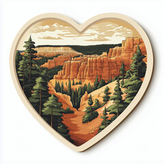 Bryce canyon national park heart emblem illustration 