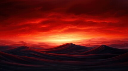 Wall Mural - Dramatic sunset over rolling red hills